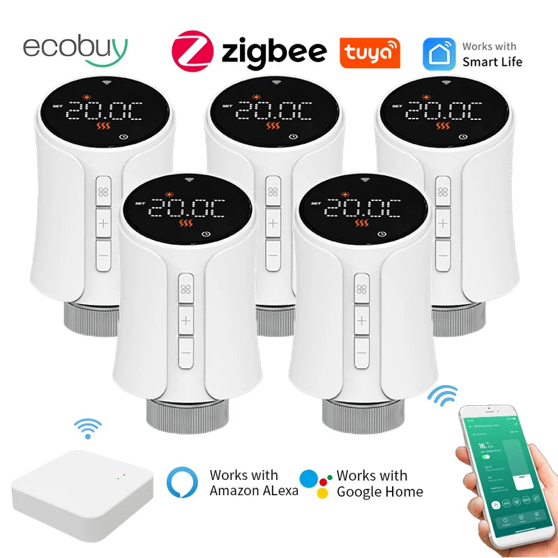 Tuya zigbee 3.0 thermostatic radiator valve head connected thermostatic valves smart thermostatic valve temperature controller