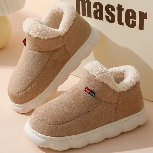 Winter Women Shoes Casual House Shoes For Men 2025 Outdoor Warm Cotton Shoes For Women Indoor Plush Padded Slippers Female