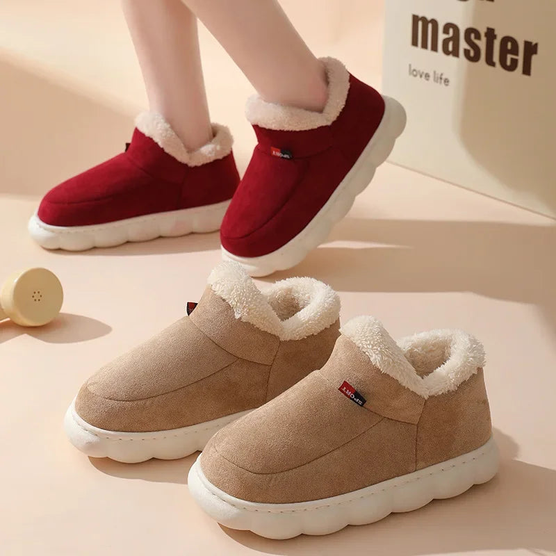 Winter Women Shoes Casual House Shoes For Men 2025 Outdoor Warm Cotton Shoes For Women Indoor Plush Padded Slippers Female