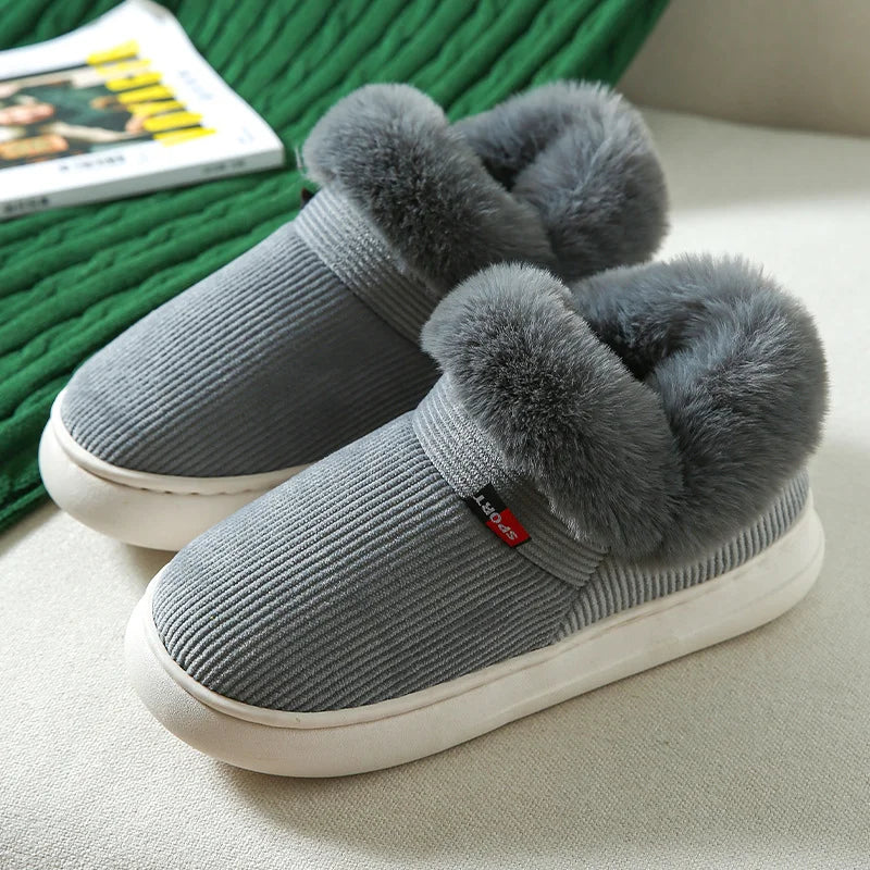 Winter Women Shoes Casual House Shoes For Men 2025 Outdoor Warm Cotton Shoes For Women Indoor Plush Padded Slippers Female