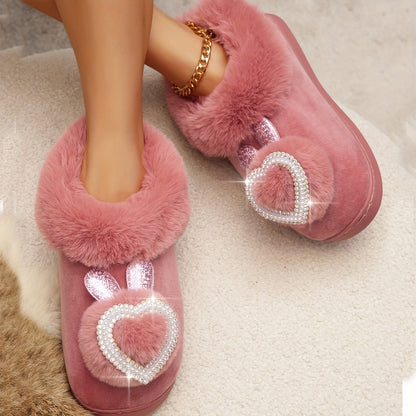 Ladies Home Shoes, Indoor Slippers, Cute Rabbit Plush Slippers